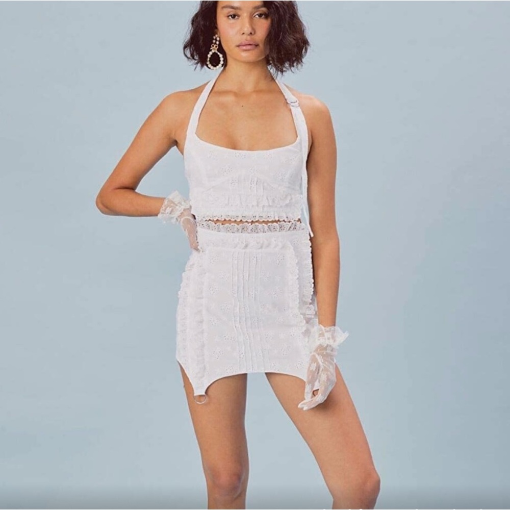 For Love and Lemons Rare Davenport Full Crop Top Skirt Set NWOT